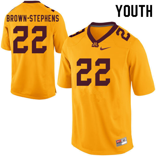 Youth #22 Mike Brown-Stephens Minnesota Golden Gophers College Football Jerseys Sale-Yellow - Click Image to Close